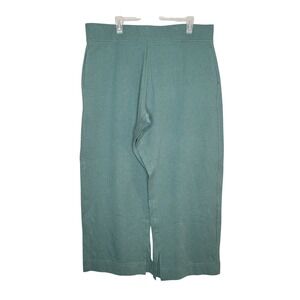 Pact Organic Cotton Pants Women's Size 3XL Green Wide Leg Pull On Airplane Comfy